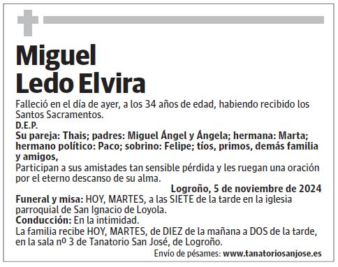 Miguel Ledo Elvira Esquela La Rioja