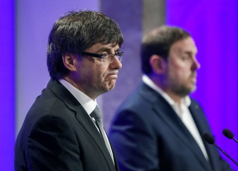Puigdemont durante el anuncio de la remodelación de su Gobierno. :: EF