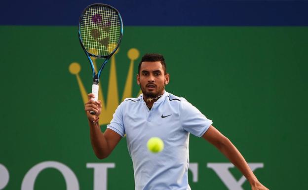 Kyrgios, durante el partido en Shanghái. /Afp