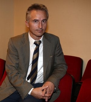 Ignacio Quemada, ayer durante su conferencia en Logroño. ::
D. URIEL/