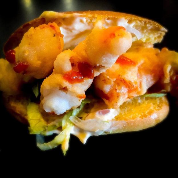 Po Boy de langostinos de Álex García