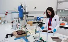 La investigadora Isabel Martínez realizando las pruebas en el laboratorio./Sonia Tercero