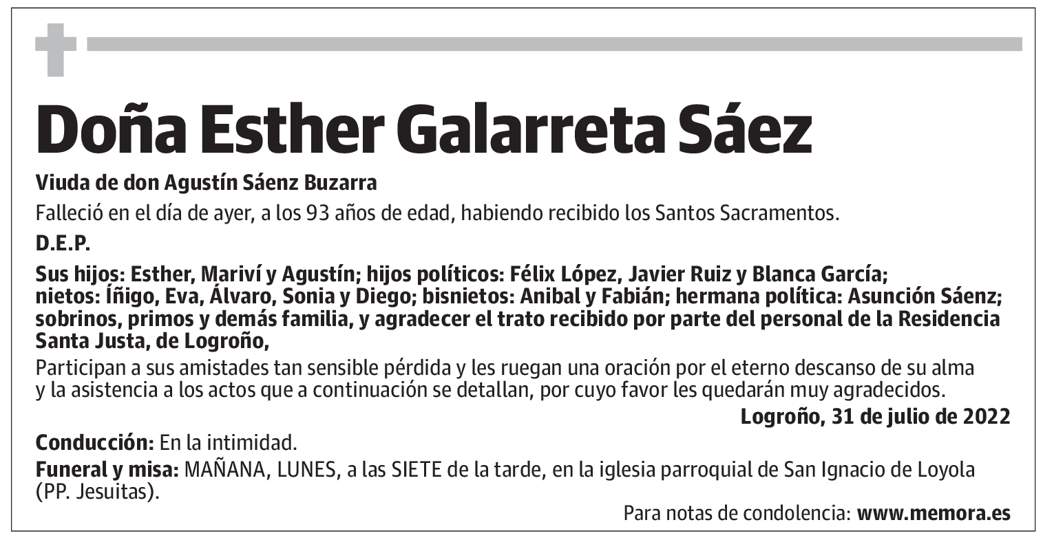 Doña Esther Galarreta Sáez