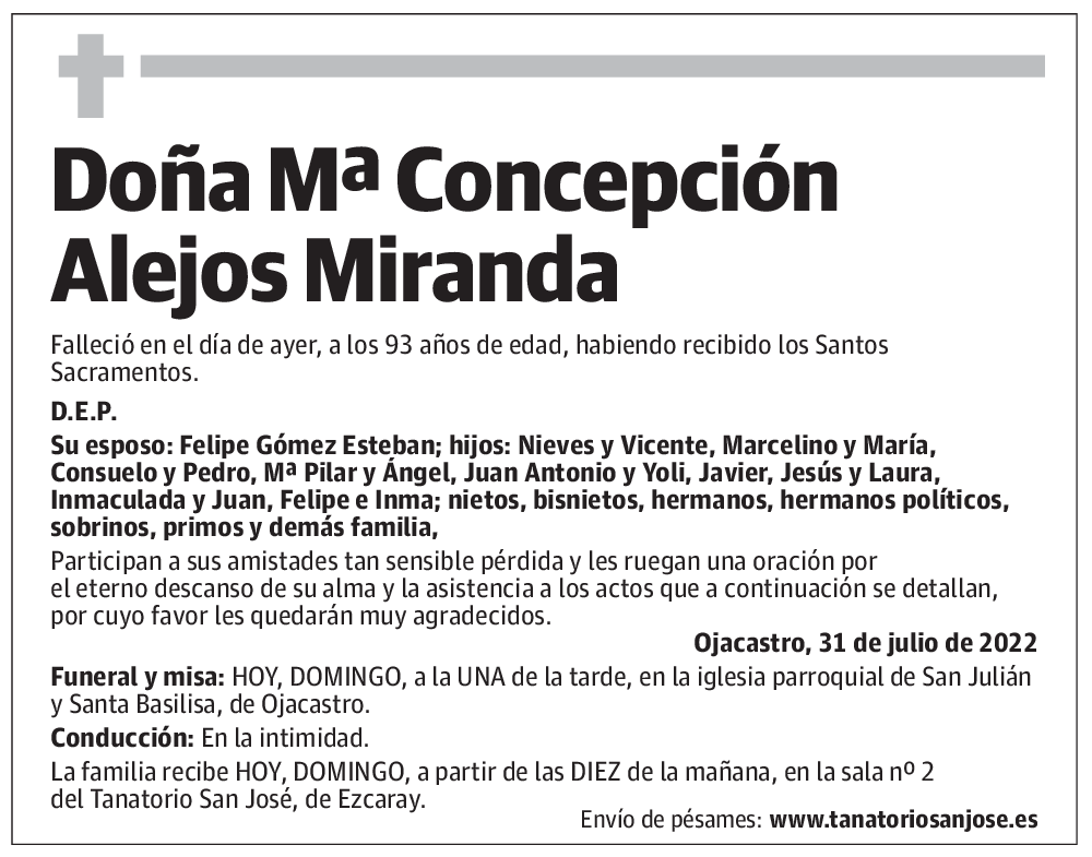 Doña Mª Concepción Alejos Miranda