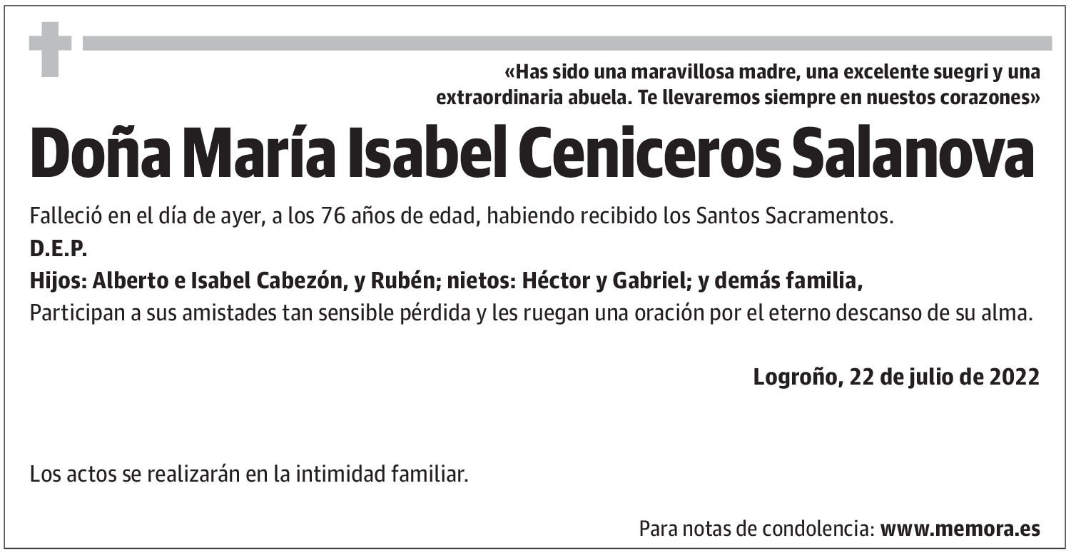 Doña María Isabel Ceniceros Salanova