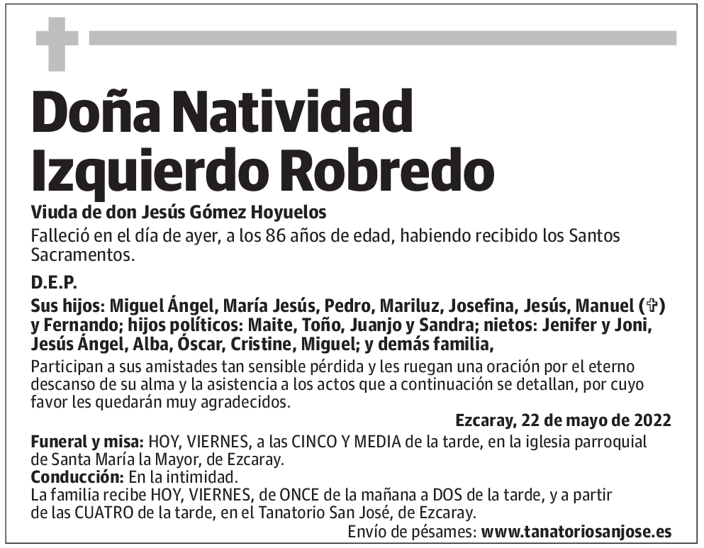 Doña Natividad Izquierdo Robredo
