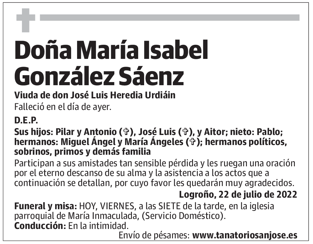 Doña María Isabel González Sáenz
