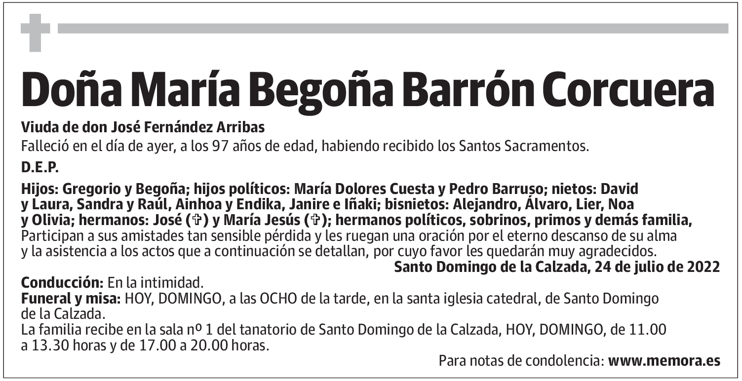 Doña María Begoña Barrón Corcuera