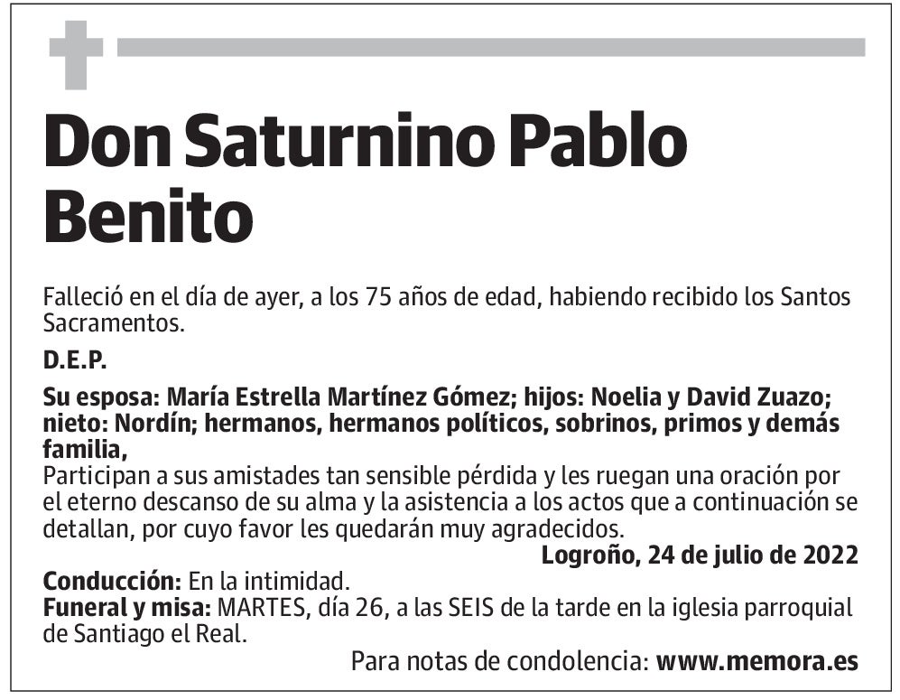 Don Saturnino Pablo Benito