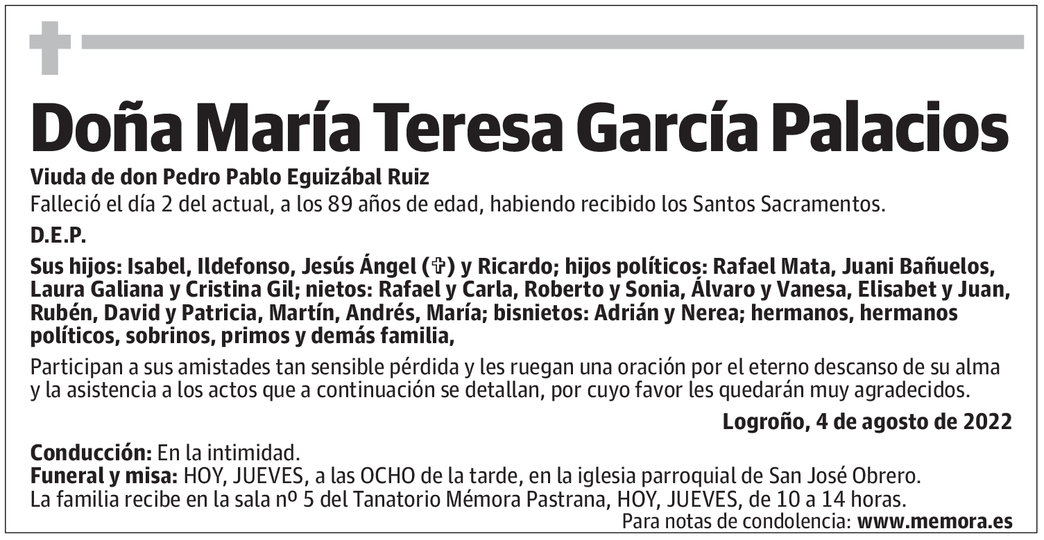 Doña María Teresa García Palacios