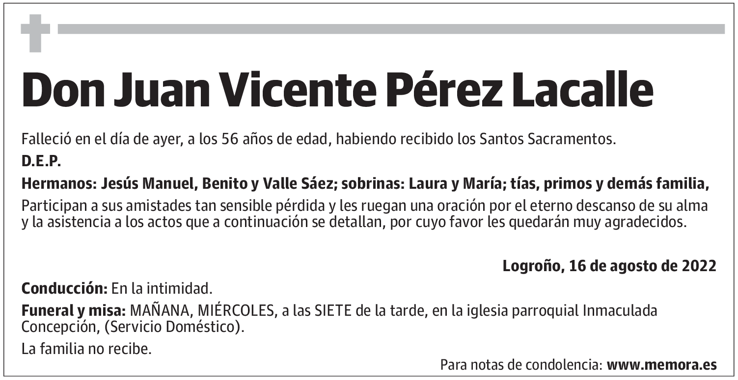 Don Juan Vicente Pérez Lacalle