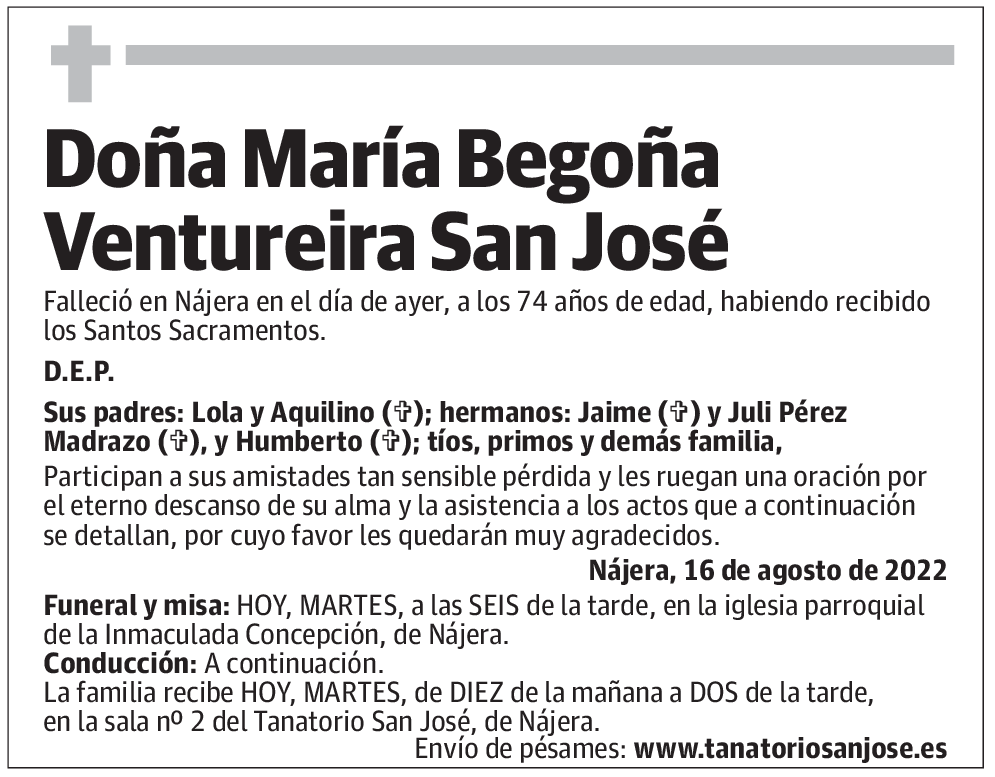 Doña María Begoña Ventureira San José