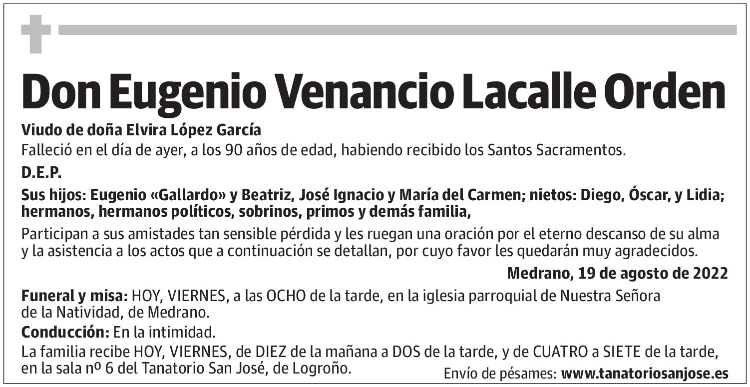 Don Eugenio Venancio Lacalle Orden