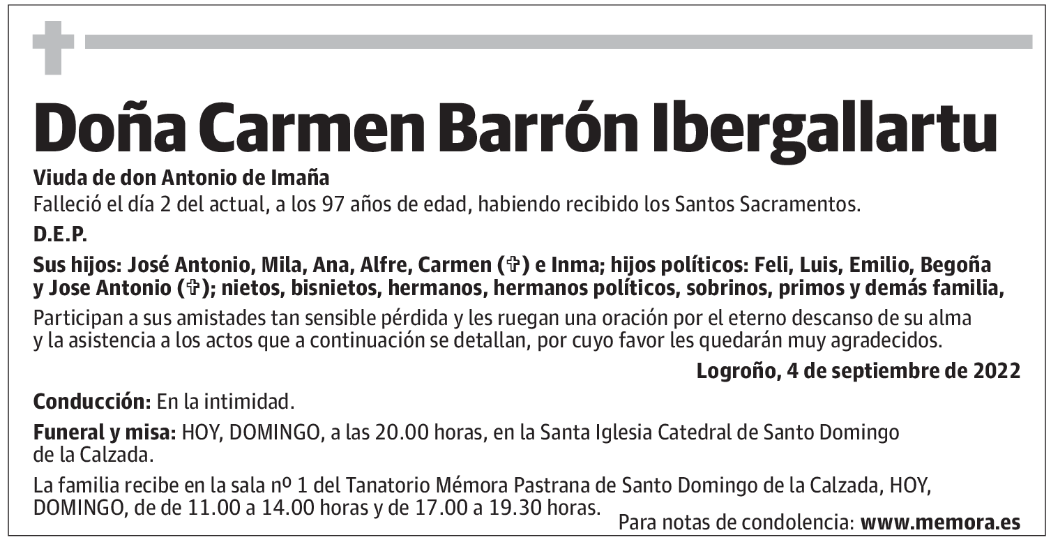 Doña Carmen Barrón Ibergallartu