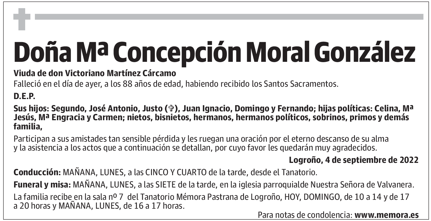 Doña Mª Concepción Moral González