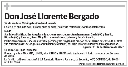 Don José Llorente Bergado