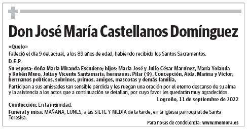 Don José María Castellanos Domínguez