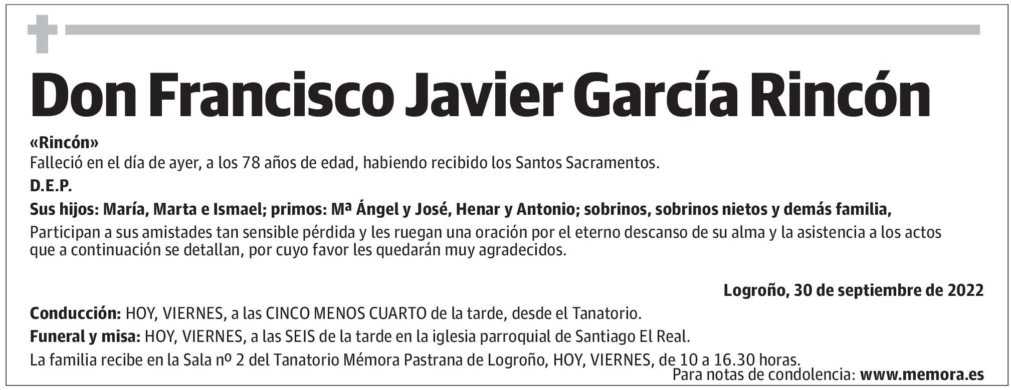 Don Francisco Javier García Rincón