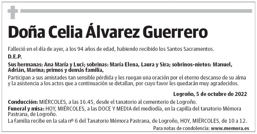 Doña Celia Álvarez Guerrero