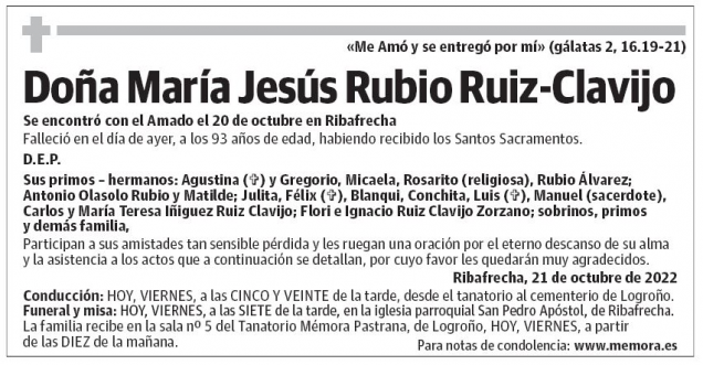 Doña María Jesús Rubio Ruiz-Clavijo