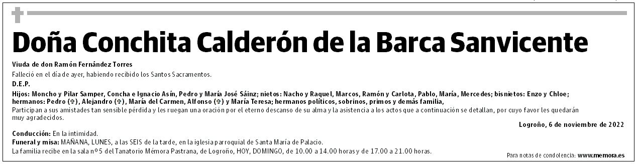 Doña Conchita Calderón de la Barca Sanvicente