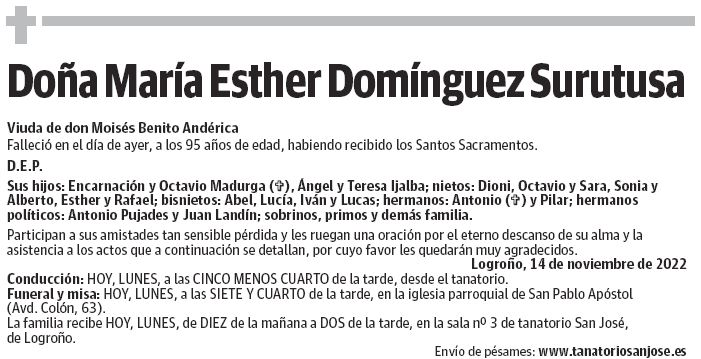 Doña María Esther Domínguez Surutusa