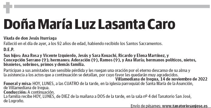 Doña María Luz Lasanta Caro