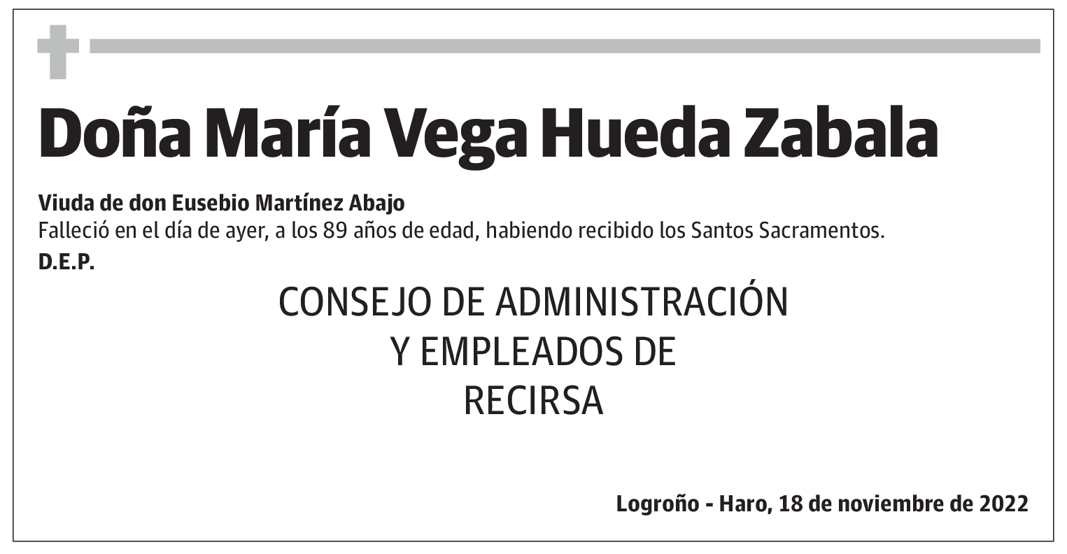 Doña María Vega Hueda Zabala