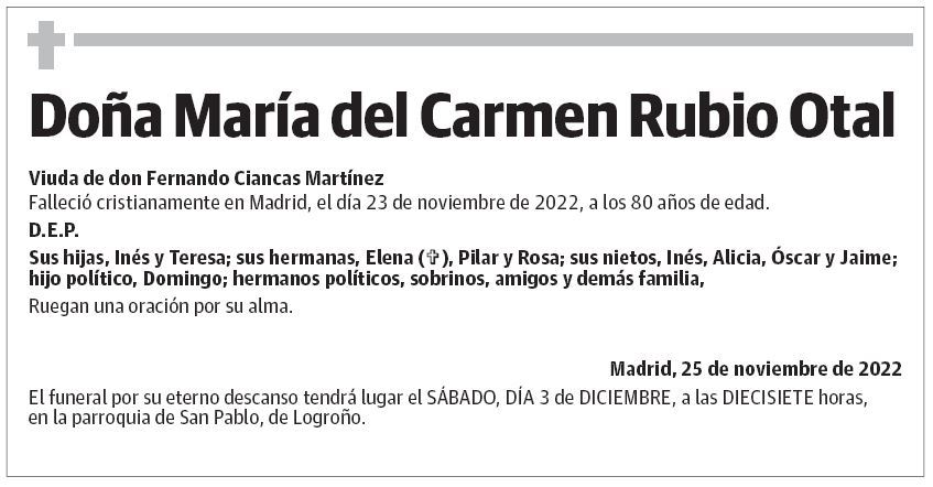 Doña María del Carmen Rubio Otal