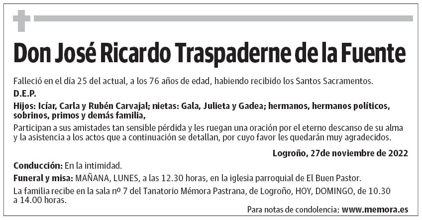 Don José Ricardo Traspaderne de la Fuente
