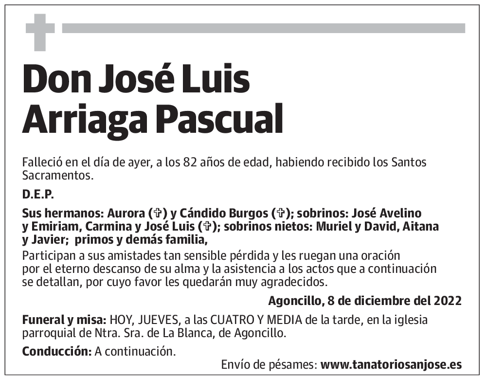 Don José Luis Arriaga Pascual