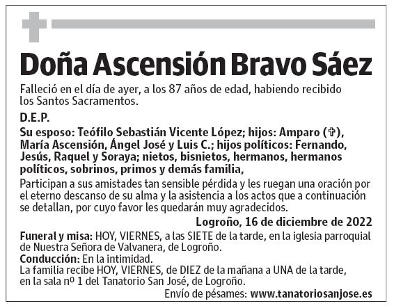 Doña Ascensión Bravo Sáez