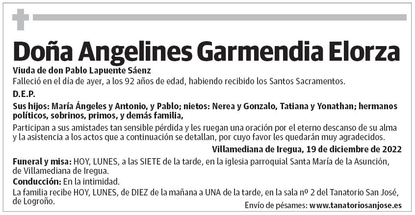 Doña Angelines Garmendia Elorza