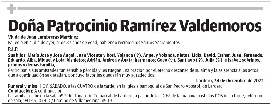 Doña Patrocinio Ramírez Valdemoros