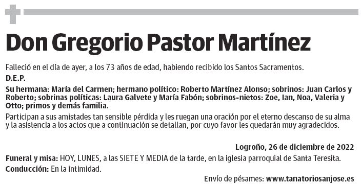 Don Gregorio Pastor Martínez