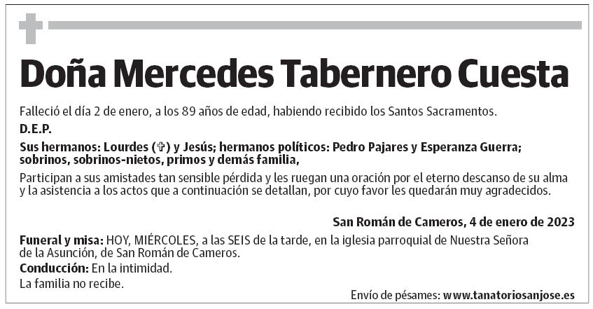 Doña Mercedes Tabernero Cuesta