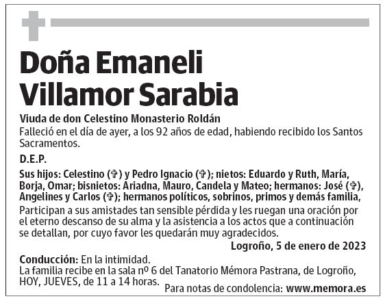 Doña Emaneli  Villamor Sarabia