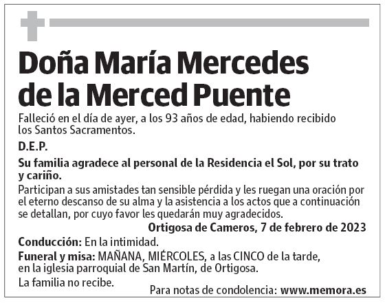 Doña María Mercedes de la Merced Puente
