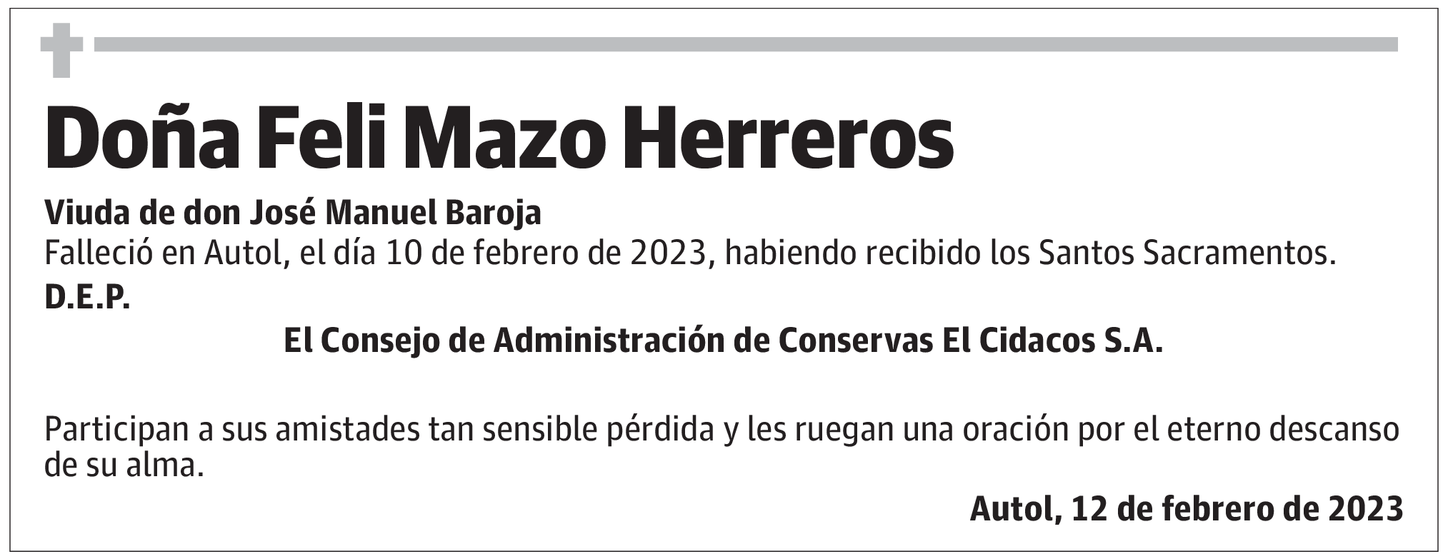 Doña Feli Mazo Herreros