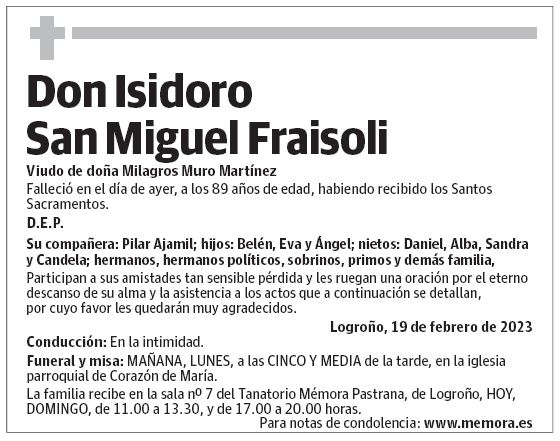 Don Isidoro San Miguel Fraisoli