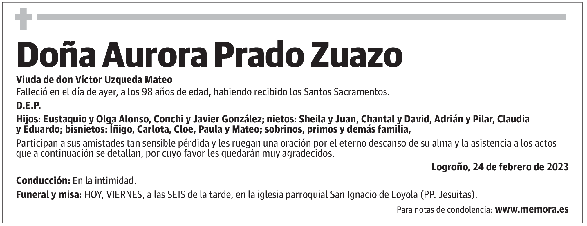 Doña Aurora Prado Zuazo