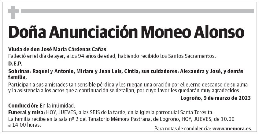 Doña Anunciación Moneo Alonso