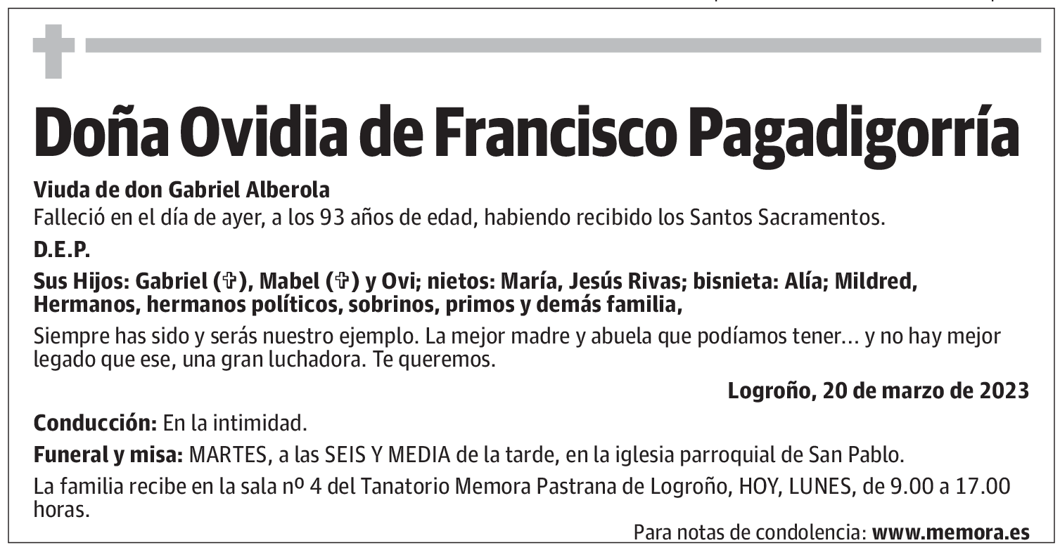 Doña Ovidia de Francisco Pagadigorría