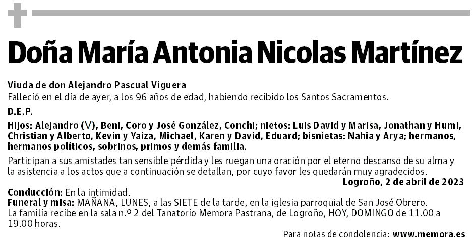 Doña María Antonia Nicolas Martínez