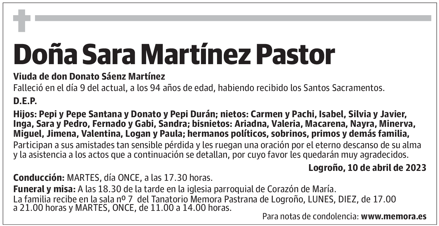 Doña Sara Martínez Pastor