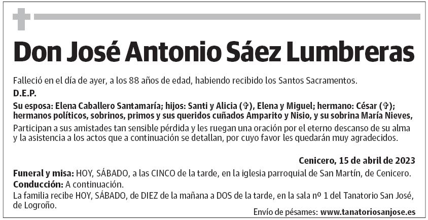 Don José Antonio Sáez Lumbreras