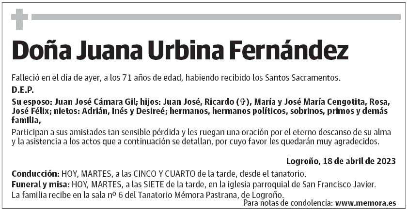 Doña Juana Urbina Fernández