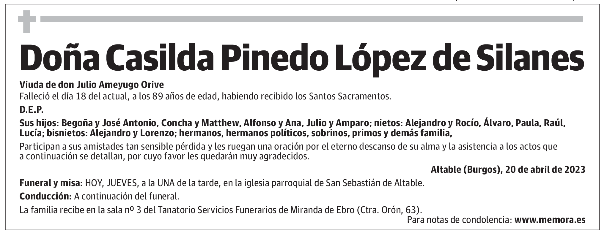 Doña Casilda Pinedo López de Silanes