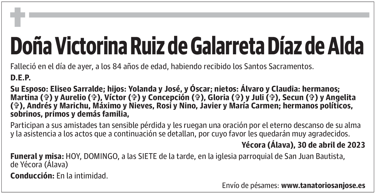 Doña Victorina Ruiz de Galarreta Díaz de Alda