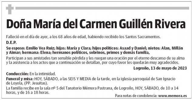 Doña María del Carmen Guillén Rivera